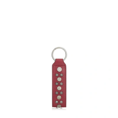 Jimmy Choo Warwick Red Leather Keyring With Punk Studs