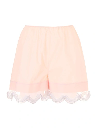 Prada Compact Poplin And Cigaline Shorts In Pesco+perla+pe (pink)