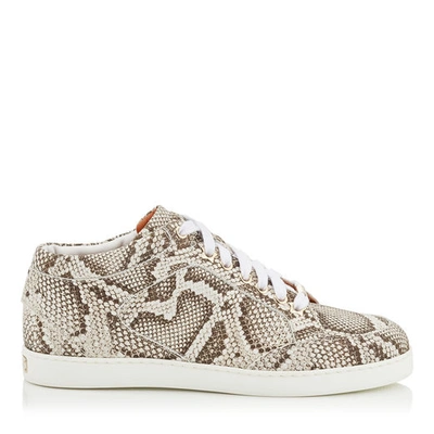 Jimmy Choo Miami Natural Nubuck Snake Printed Leather Sneakers