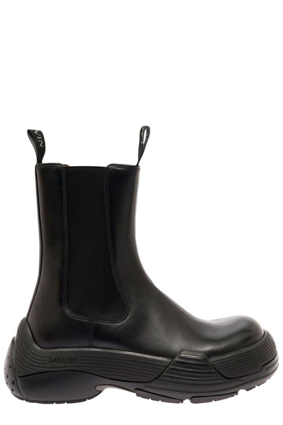 Lanvin Round-toe Pull-tab Boots In Black