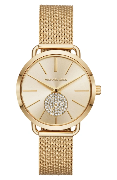 Michael Kors Women's Portia Gold-tone Stainless Steel Mesh Bracelet Watch 37mm