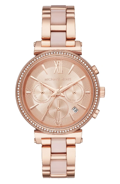 Michael Kors Sofie Chronograph Bracelet Watch, 39mm In Rose Gold