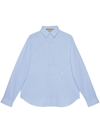Gucci Striped Cotton Shirt With Pocket In Blue