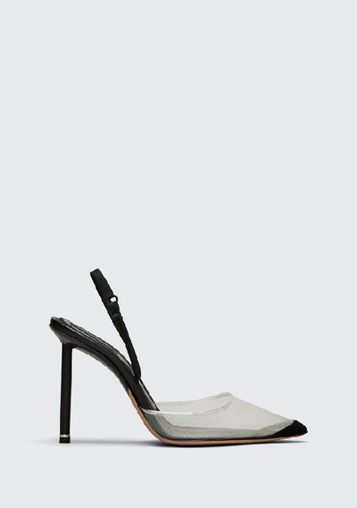 Alexander Wang Alix Suede And Leather-trimmed Mesh Slingback Pumps In Black