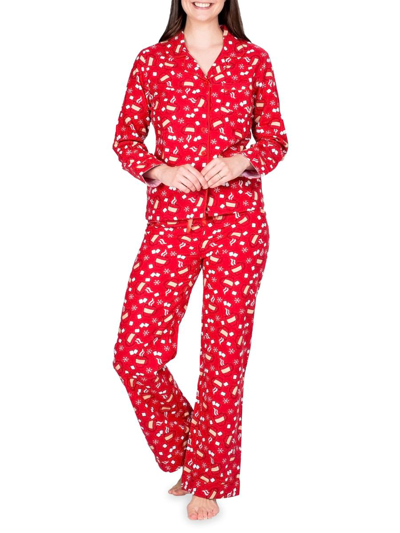 Blis Women's 2-piece Hot Cocoa Flannel Pajama Set In Red