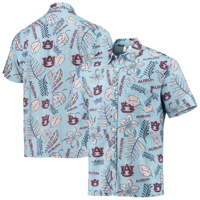 Wes & Willy Light Blue Auburn Tigers Vintage Floral Button-up Shirt