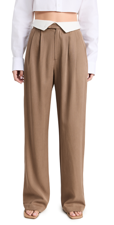 Reformation Willa Silk Pants In Mushroom