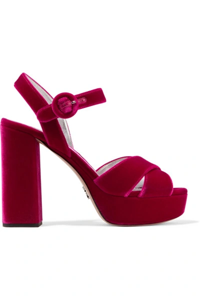 Prada Velvet Platform Sandals