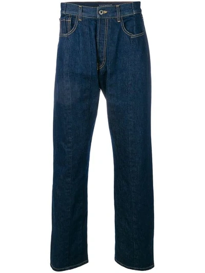 Valentino Panelled Straight-leg Jeans In Blue