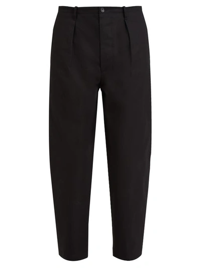 Valentino Logo-print Cotton Chino Trousers In Black