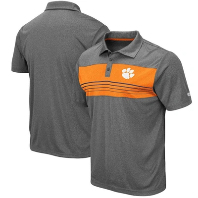 Colosseum Heathered Charcoal Clemson Tigers Smithers Polo