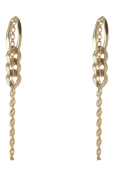 Argento Vivo Sterling Silver Curb Chain Link Post Back Earrings In Gold