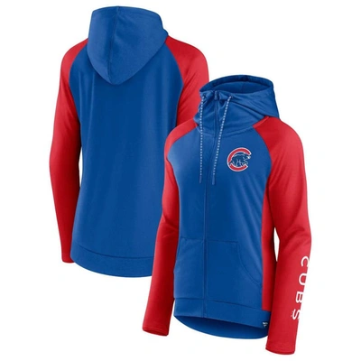 Fanatics Women's  Royal, Red Chicago Cubs Iconic Raglan Full-zip Hoodie In Royal,red