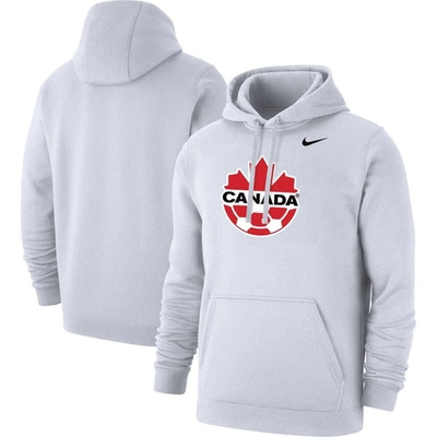 Nike White Canada Soccer Club Primary Pullover Hoodie