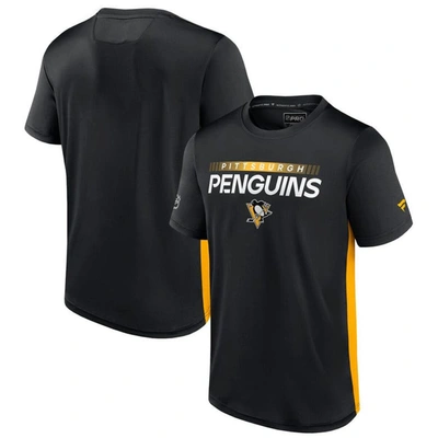 Fanatics Branded Black/gold Pittsburgh Penguins Authentic Pro Rink Tech T-shirt In Black,gold
