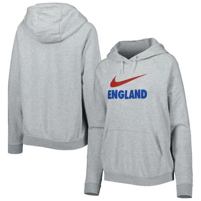 Nike Heather Gray England National Team Lockup Varsity Fleece Raglan Pullover Hoodie In Grey