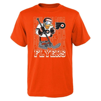 Outerstuff Kids' Youth Orange Philadelphia Flyers Disney Donald Duck Three-peat T-shirt