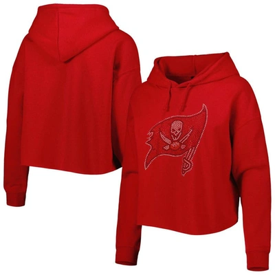 Cuce Red Tampa Bay Buccaneers Crystal Logo Cropped Pullover Hoodie