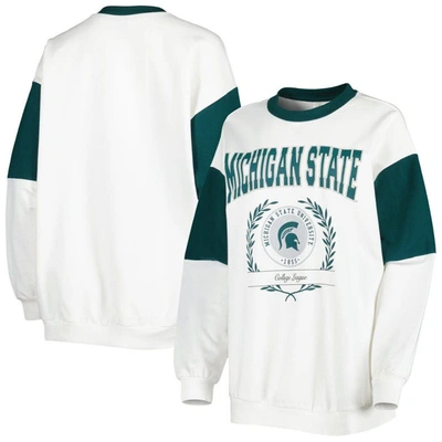 Gameday Couture Women's  White Michigan State Spartans It's A Vibe Dolman Pullover Sweatshirt