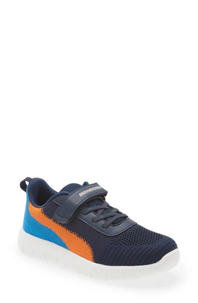 Dream Pairs Kids' Knit Low Top Sneaker In Blue/ Navy/ Orange