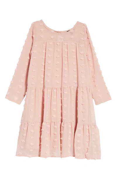 Ava & Yelly Kids' Clip Dot Long Sleeve Shift Dress In Blush