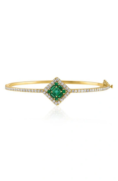 Mindi Mond Clarity Cube Emerald & Diamond Hinge Bracelet In Dia/ 18k Yg