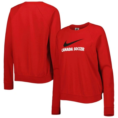 Nike Red Canada Soccer Lockup Varsity Raglan Pullover Sweatshirt