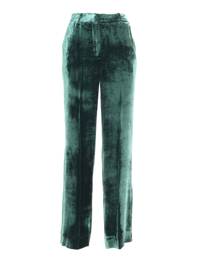 P.a.r.o.s.h Viscose And Silk Velvet Trouser In Verde
