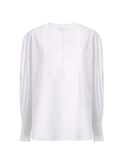 Another Tomorrow Tuxedo Blouse In White