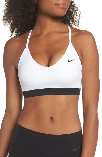 Nike Indy Sports Bra In White/ Black/ Black
