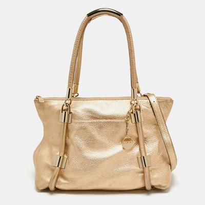 Pre-owned Dkny Gold Leather Chain Tote