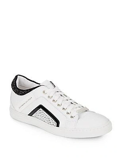 Alessandro Dell'acqua Studded Leather Lace-up Sneakers In White Black
