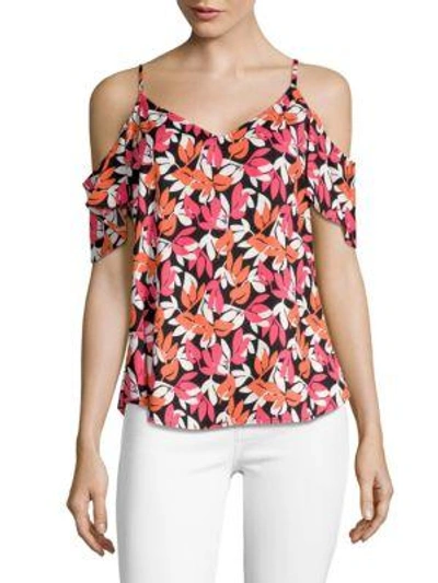 Calvin Klein Cold Shoulder Top In Watermelon Multi