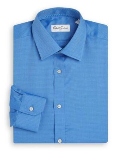 Robert Graham Regular-fit Chevron Stitched Cotton Dress Shirt In Azure