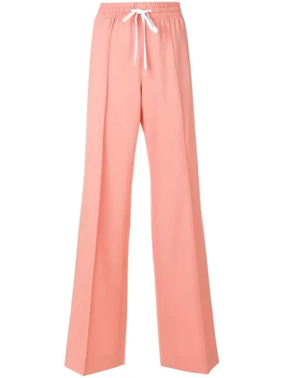 Miu Miu Stretch Wool Wide Pants In Pink