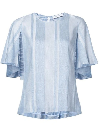 Kimora Lee Simmons Striped Ruffle Blouse In Blue