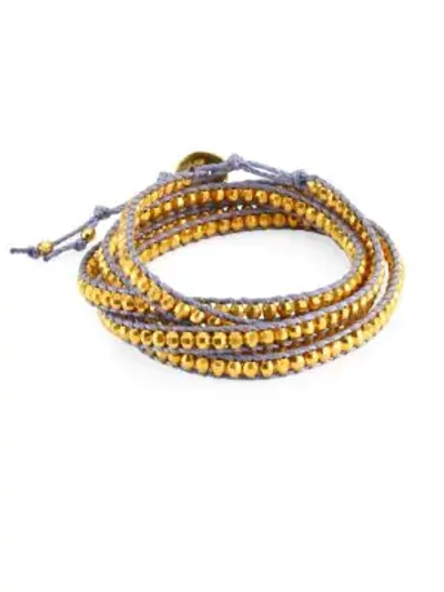 Chan Luu Yellow Gold Wrap Bracelet In Gold Blue