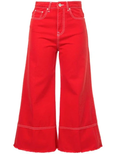 Msgm Cropped Flare Jeans - Red