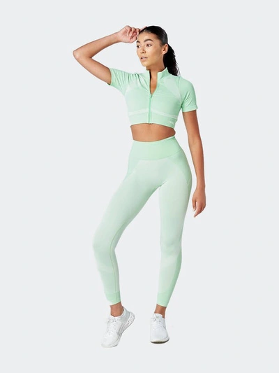 Twill Active Recycled Colour Block Body Fit Legging In Green