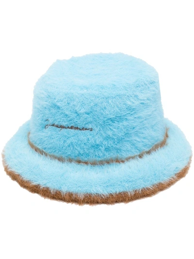 Jacquemus Le Bob Neve Fluffy Bucket Hat In Blue