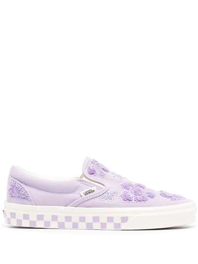 Vans Classic Slip-on Floral Print Sneakers In Purple