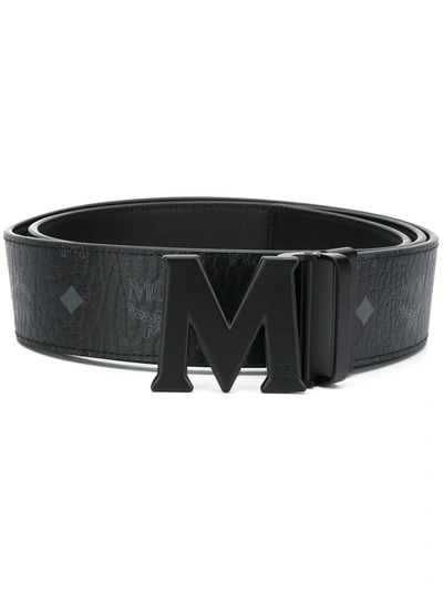 Mcm Visetos Reversible Matte-buckle Belt In Vallarta Blue