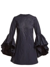 Marques' Almeida Oyster Bell-sleeve Cotton Dress In Navy