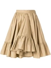 Msgm Poplin Ruffle Skirt In Neutrals