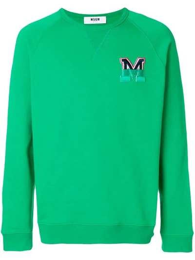 Msgm Logo Patch Sweatshirt In Verde