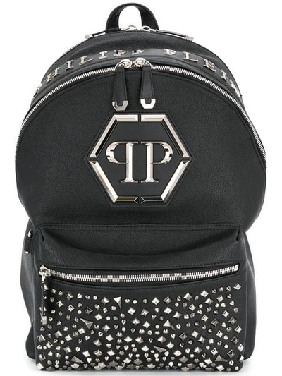 Philipp Plein Studded Front Backpack In Black