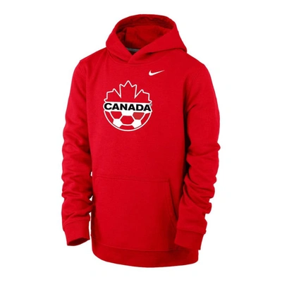 Nike Kids' Youth  Red Canada Soccer Club Fleece Pullover Hoodie