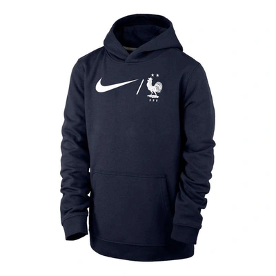 Nike Kids' Youth  Navy France National Team Lockup Club Fleece Pullover Hoodie In Blue