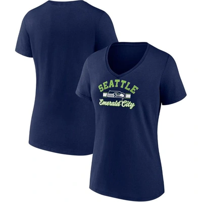 Fanatics Branded College Navy Seattle Seahawks Slogan V-neck T-shirt