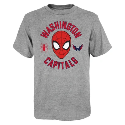 Outerstuff Kids' Youth Heather Gray Washington Capitals Mighty Spidey Marvel T-shirt